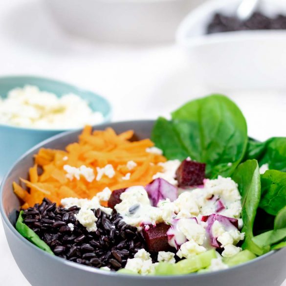 Salat-Bowl mit schwarzem Reis | fructosearm, laktosefrei, zuckerfrei